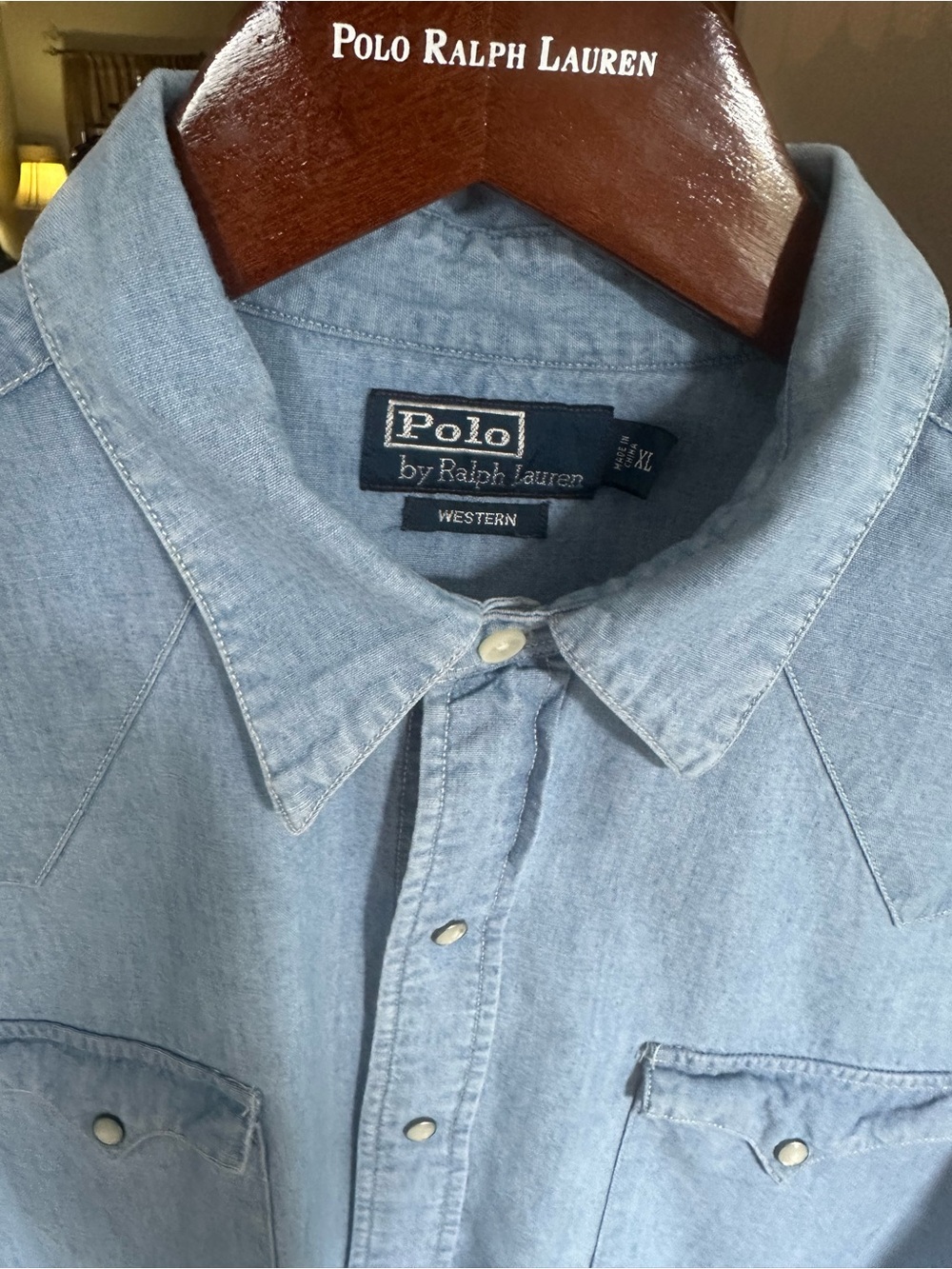 Ralph Lauren XL Denim Western Label VTG LS EUC